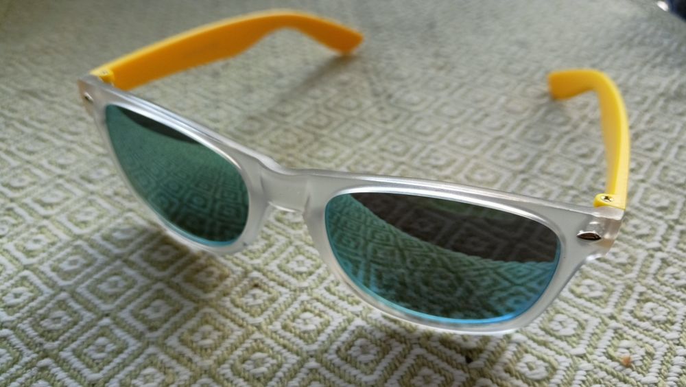 Okulary przeciwsłoneczne nowe żółte i niebieskie
