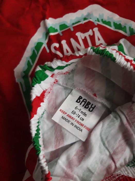 Піжама для мами та дитини Санта "Santa STOP Here" (р. 38-40, 6-9 міс)