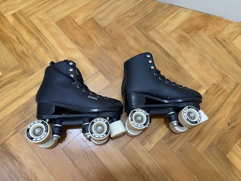 Patins de 4 Rodas Oxelo Quad Pretos, patinagem artística, tamanho