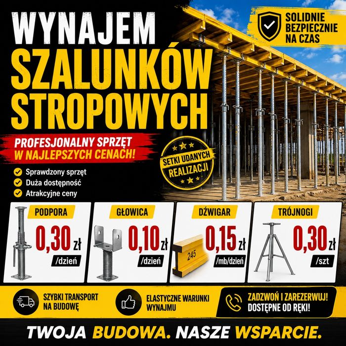 Szalunki stropowe wynajem tanio Transport