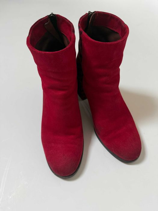 Burgundowe botki, skóra zamszowa, Venezia, rozm. 39
