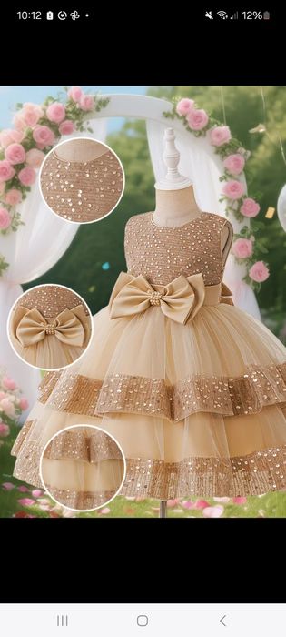 Sukienka beż złoto 128