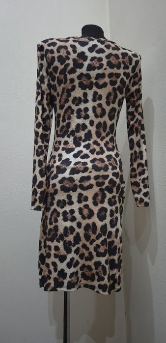 Sukienka print panterka prążek marszczona uni