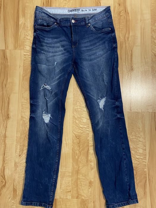 Cherokee 38/34 XXL spodnie jeansy niebieskie przetarcia
