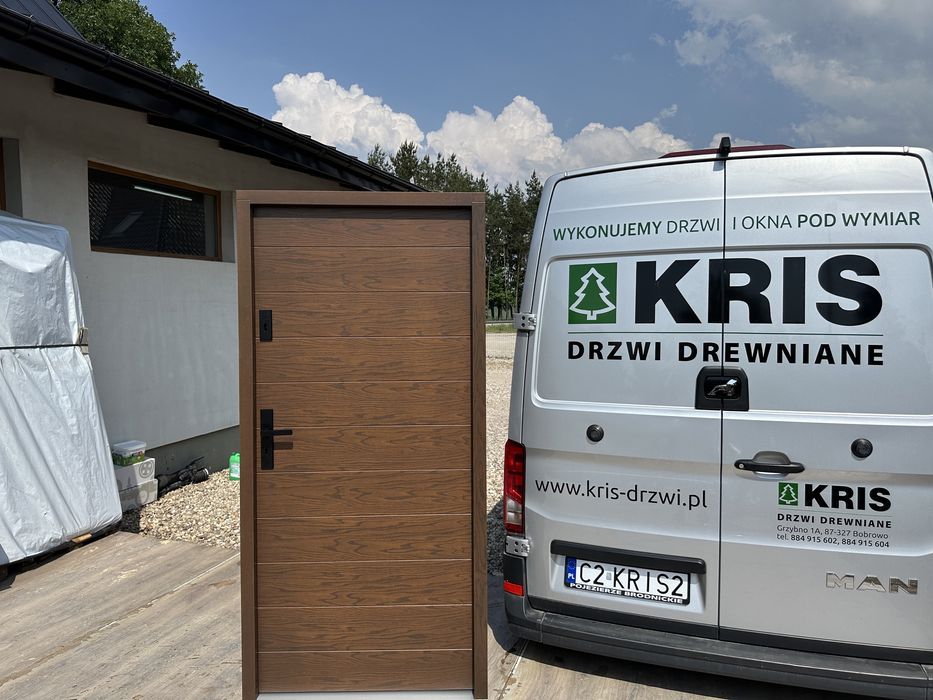 Drzwi zewnętrzne drewniane współczynnik ciepla u-0,80 MONTAŻ POLSKA