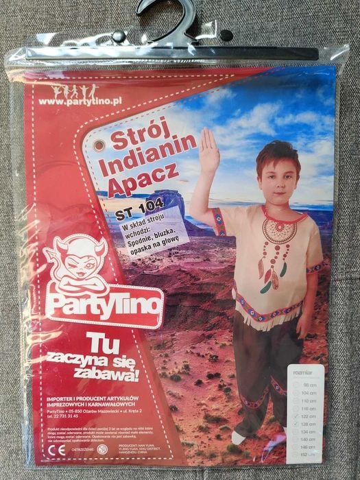 Kostium dziecięcy INDIANIN APACZ , rozmiar 122-128cm