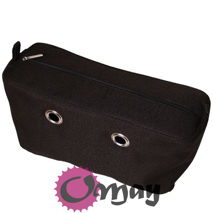 Czarny organizer do OBAG CITY struktura plecionka 2 kieszenie OMAY