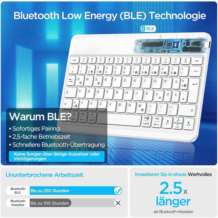 Klawiatura Bluetooth do iPad, ultra-cienka, bezprzewodowa, ładowalna