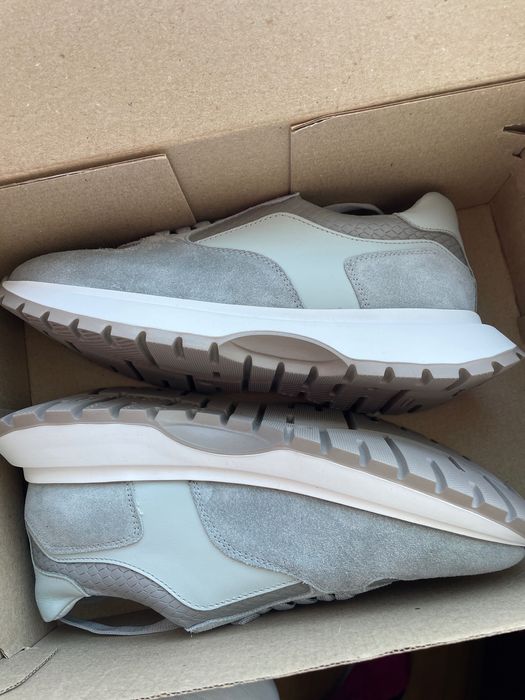 Кросівки шкіряні блакитно-сірі