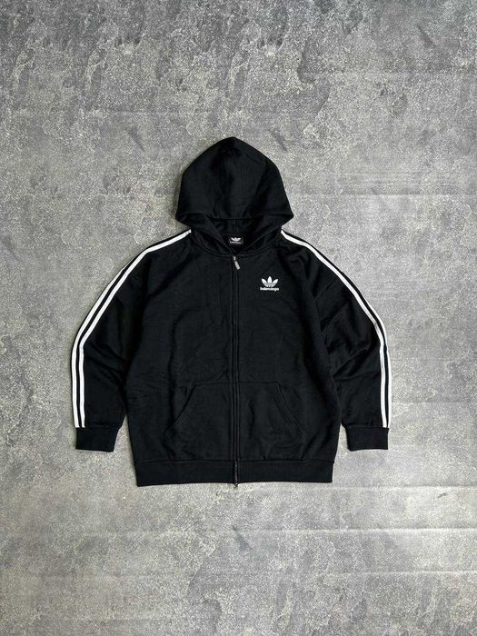 Balenciaga Adidas zip hoodie худи черная зіпка худі кофта чорна S M L