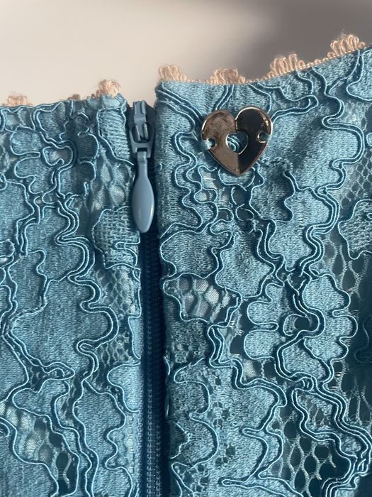 Vestido azul de renda da twinset