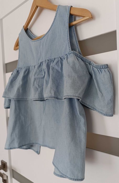 Sinsay denim crop top odkryte ramiona S