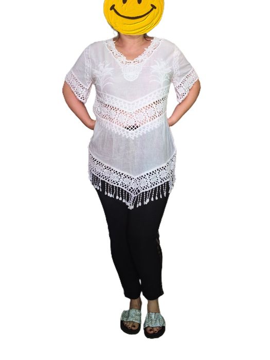 Nowa biała ażurowa bluzka roz. L-2XL