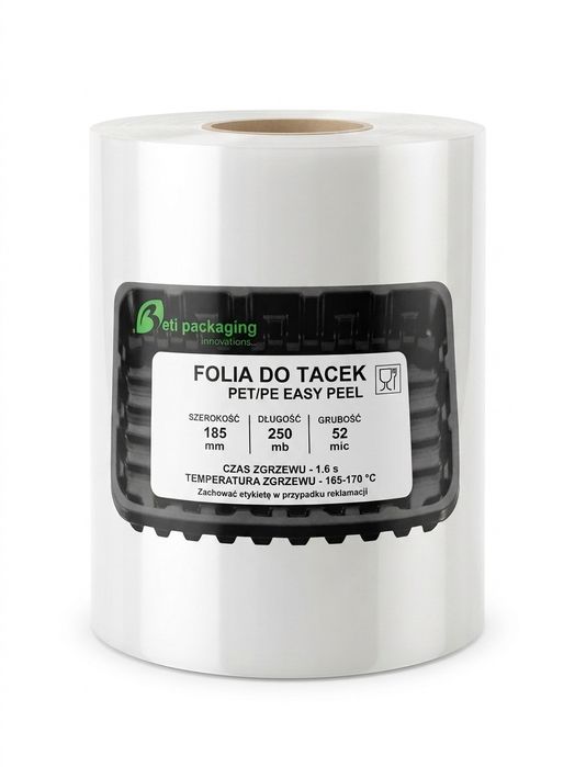Folia do tacek PET/PE EASY PEEL 185mm / 250mb/52mic
