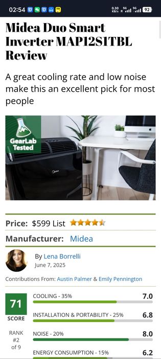 Quietest AC Midea Duo Smart Portable Air Conditioner - Dual Hose, Inverter, Wi-Fi