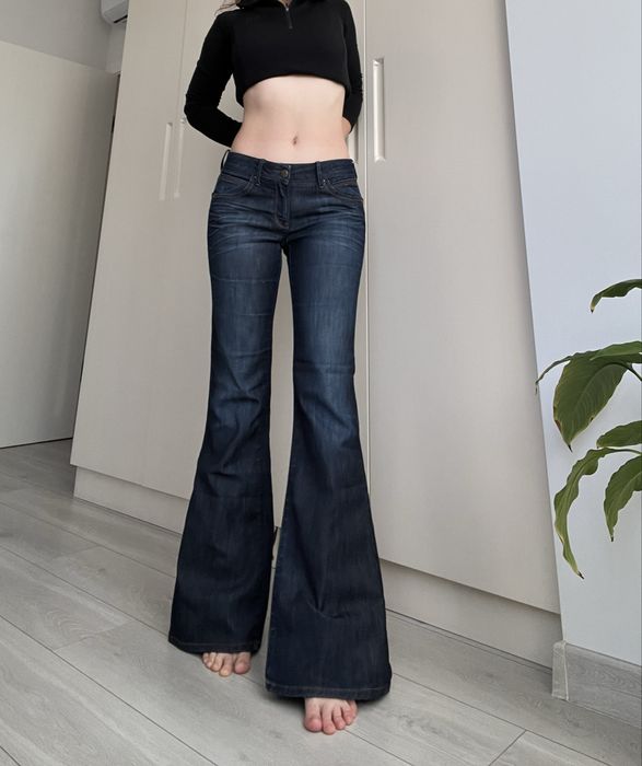 Джинсы низкая средняя низкая талия винтаж клеш 2000s flared bootcut 36