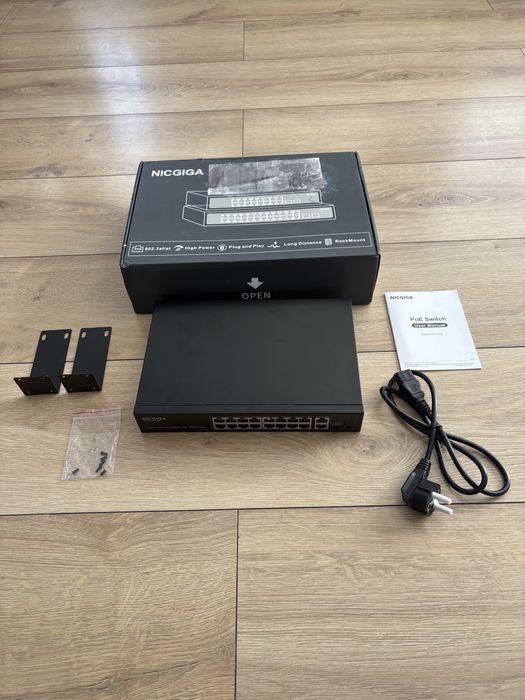 16-portowy przełącznik Gigabit PoE Nicgiga AI-FS1621GP 250W