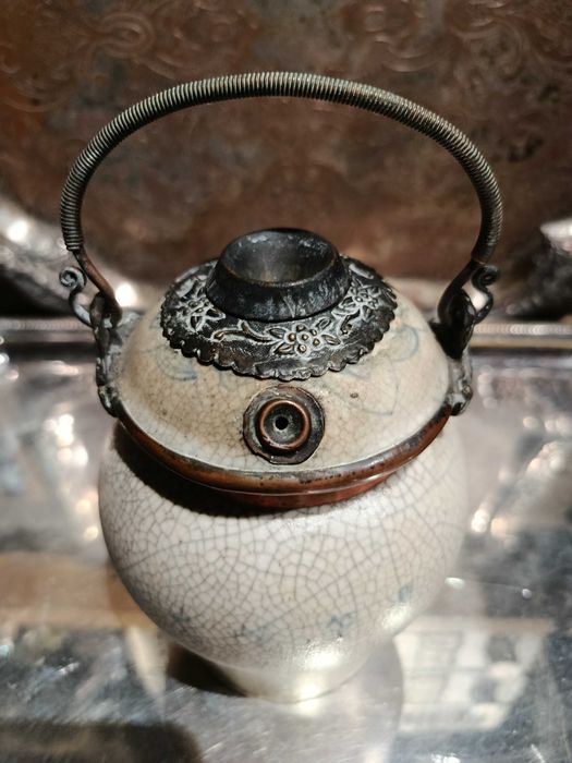 Cachimbo ópio Cerâmica Chinesa Séc XIX 14 cm Carimbado