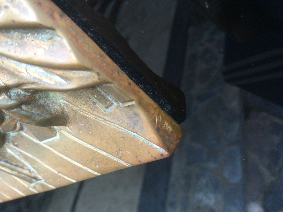 Ceia de Cristo Bronze Vidro Assinada Barbeitos Lisboa 74 cm