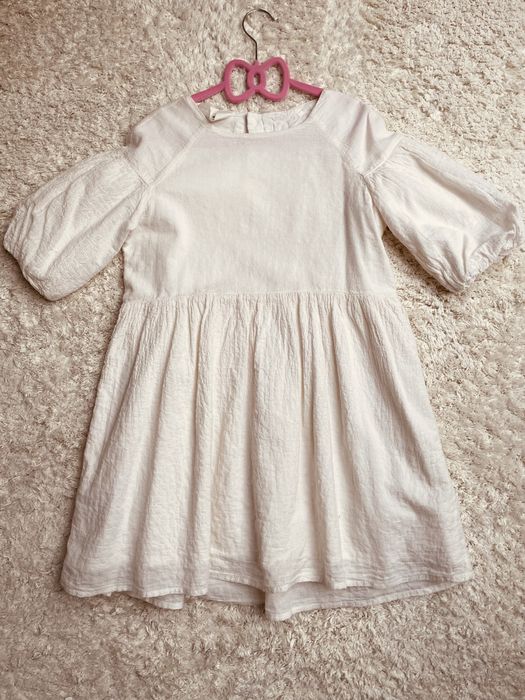 Sukienka boho kremowa H&M 128 . Baloniaste rękawy piekna