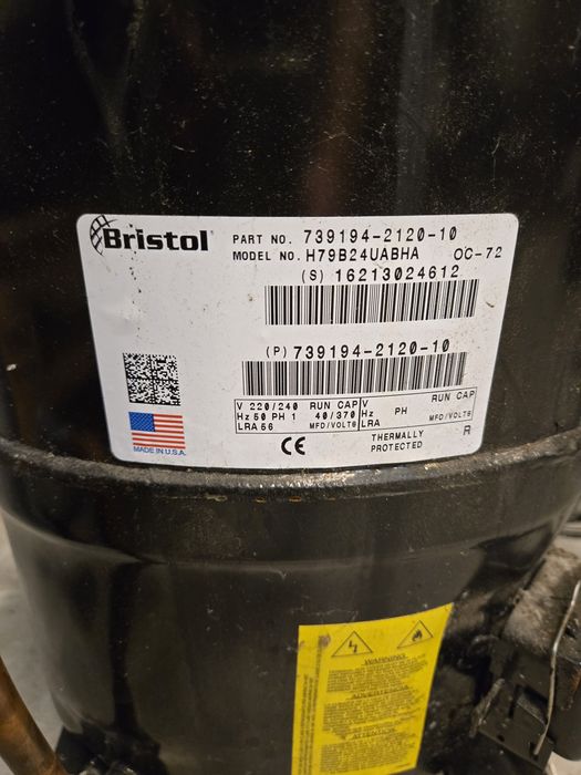Kompresor / Sprężarka hermetyczna Bristol H79B24UABHA