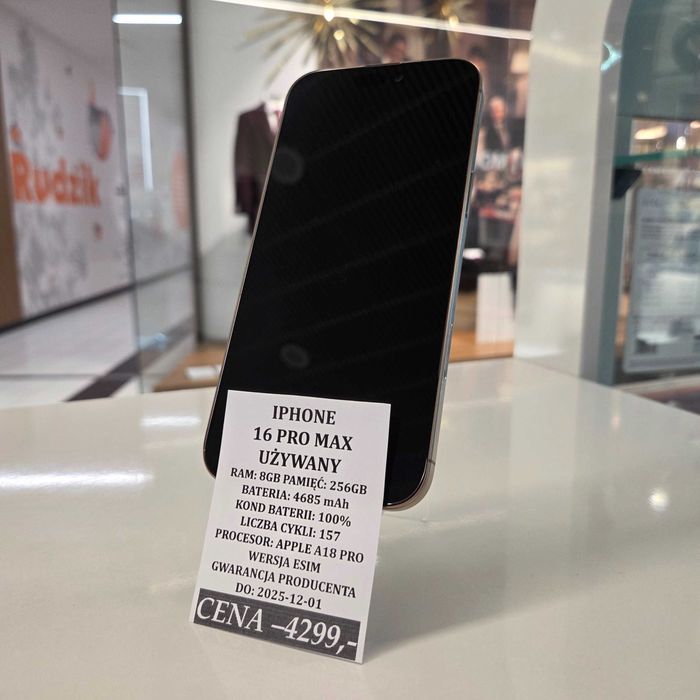 iPhone 16 Pro Max 256GB Bat 100% Topcase Vivo *Raty 0%