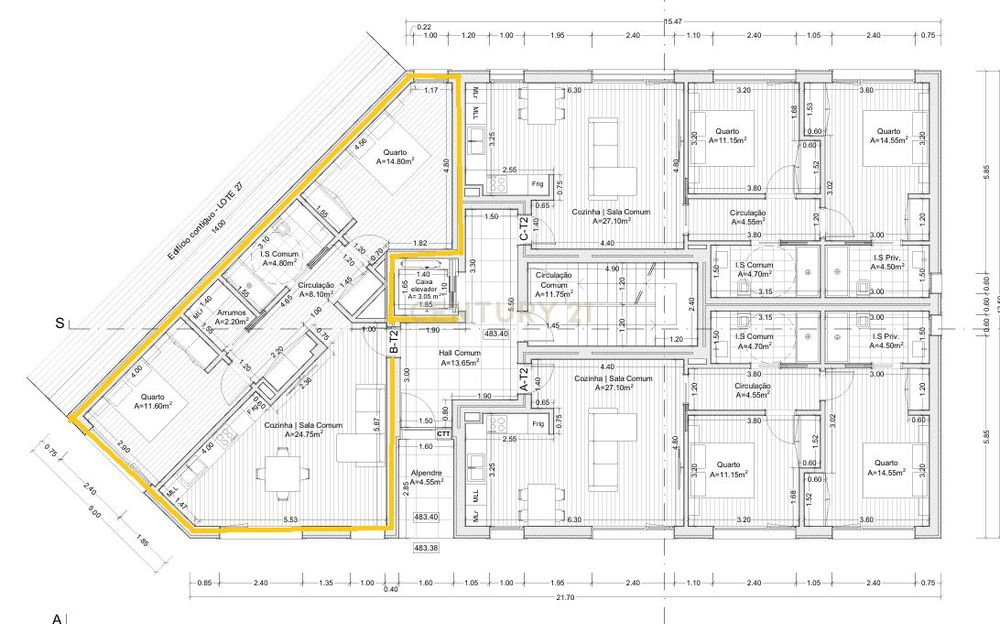 Apartamento em construção do Tipo T2