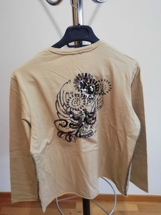 Brown Women's Sweater with Front Buttons and Sparkles L Used64584884258305121