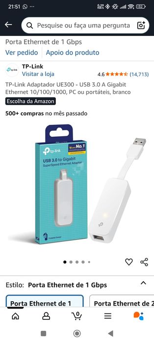 TP-Link Adaptador UE300 - USB 3.0 A Gigabit Ethernet 10/100/1000, PC o
