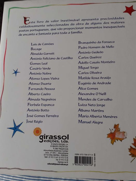 Livro "Poesia PORTUGUESA Para crianças "
