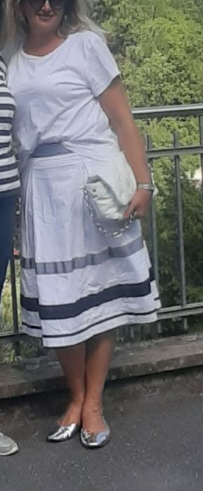Юбка женская полоска серебристая и синяя