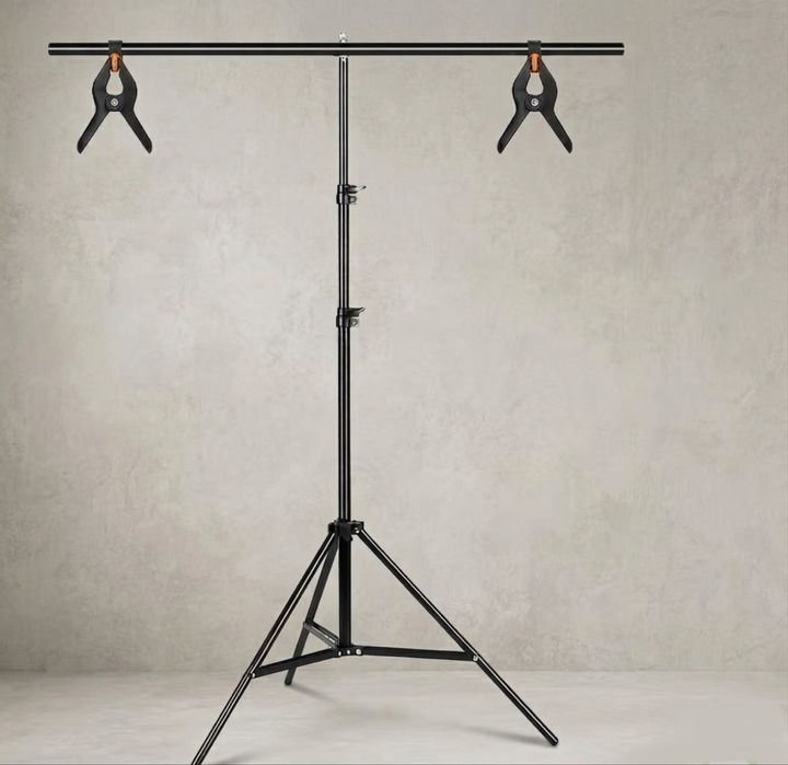 Statyw białe tło fotograficzne ścianka do zdjęć klipsy regulowana wysokość 150x200 cm zestaw