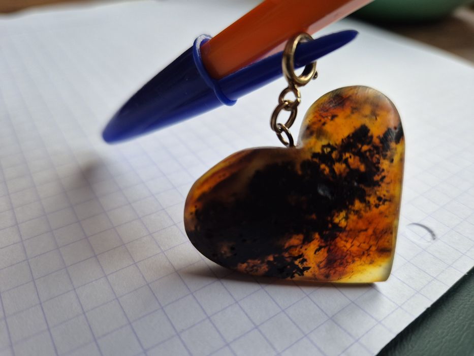 zawieszka serce bursztyn naturalny duży