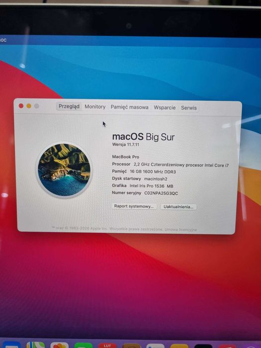 Apple Macbook PRO BIG SUR 11.7.1