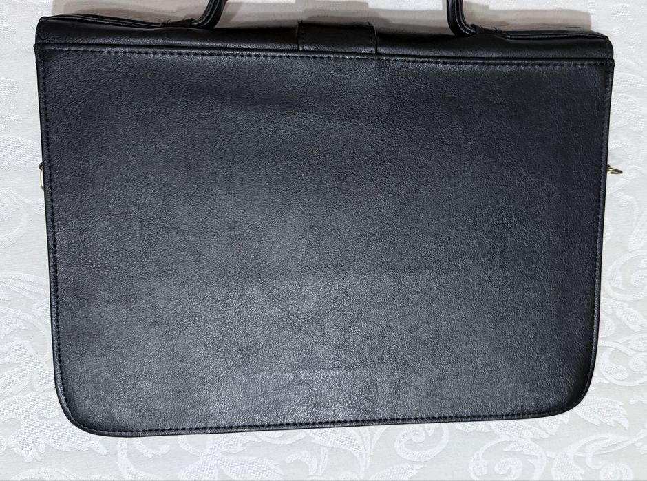Torba aktówka 34x25 cm skóra czarna