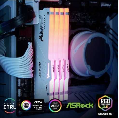 ОЗУ Kingston DDR5 64GB (2x32GB) 6400Mhz FURY Beast RGB White