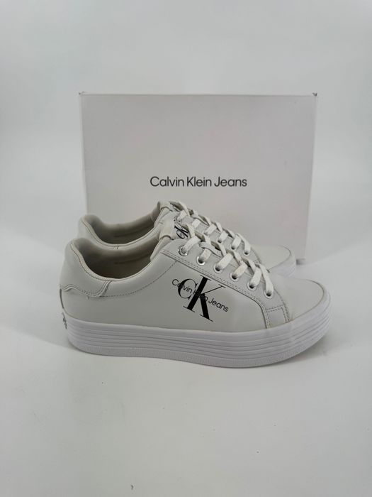 Calvin Klein sneakersy na platformie białe 40 skórzane buty vultc
