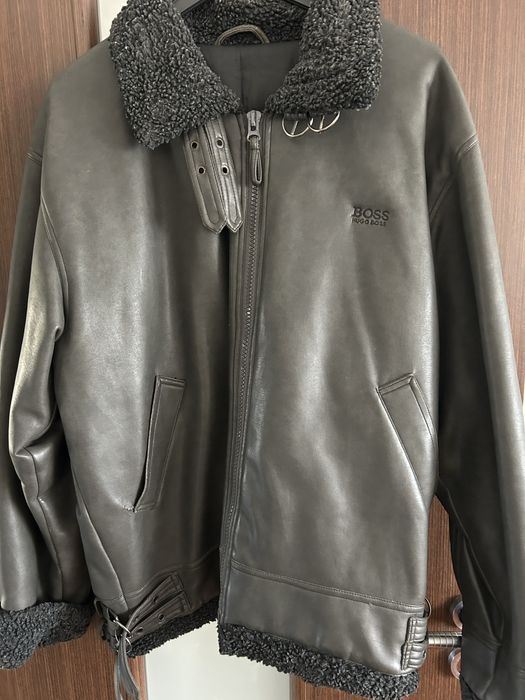 Kurtka zimowa pilotka kożuszek ekoskóra czarna