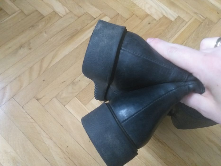 Kozaki na platformie skórzane skóra ocieplane ciepłe 38 zimowe karino