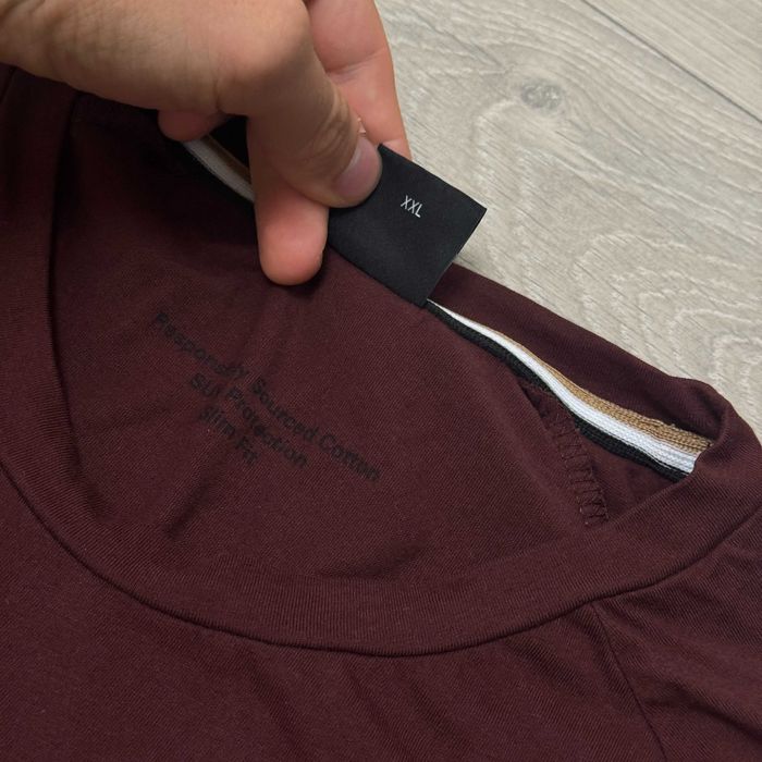 Преміум Бордова футболка Хуго БОСС BOSS Maroon Sourced, розмір факт XL