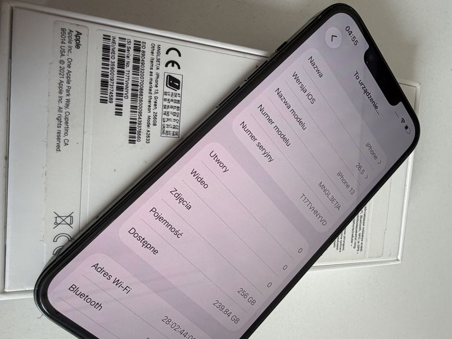 Bateria 100% iPhone 13 256gb Green