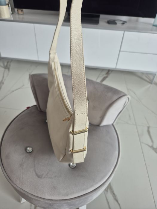 Torebka damska Lasocki kremowa że skóry naturalnej