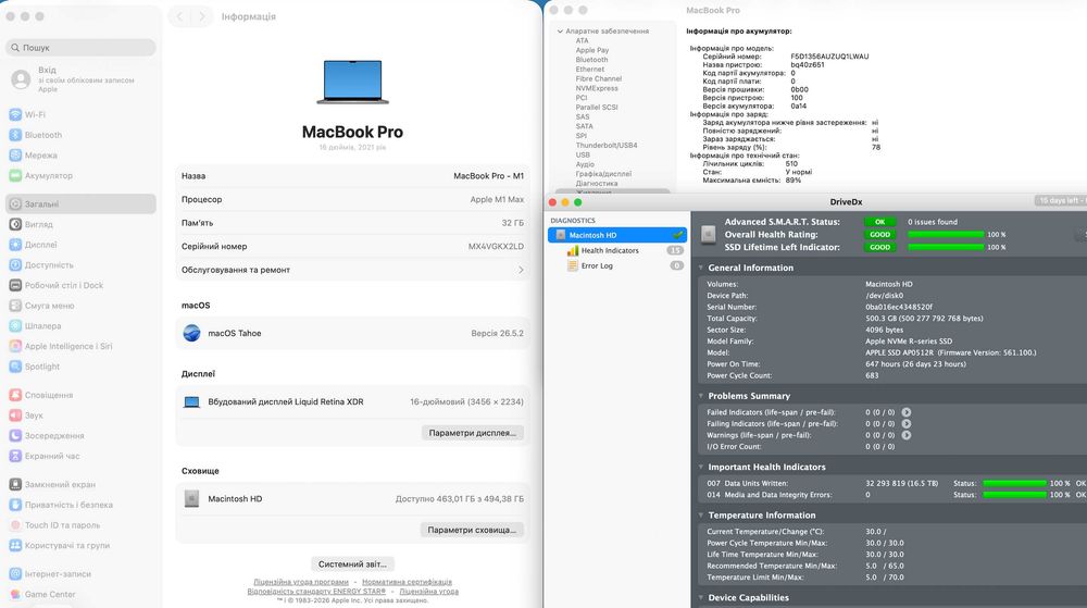 MacBook Pro 16 2021 M1 Pro MAX (10CPU/24GPU) 32GB 512 SSD A2485 Space Grey