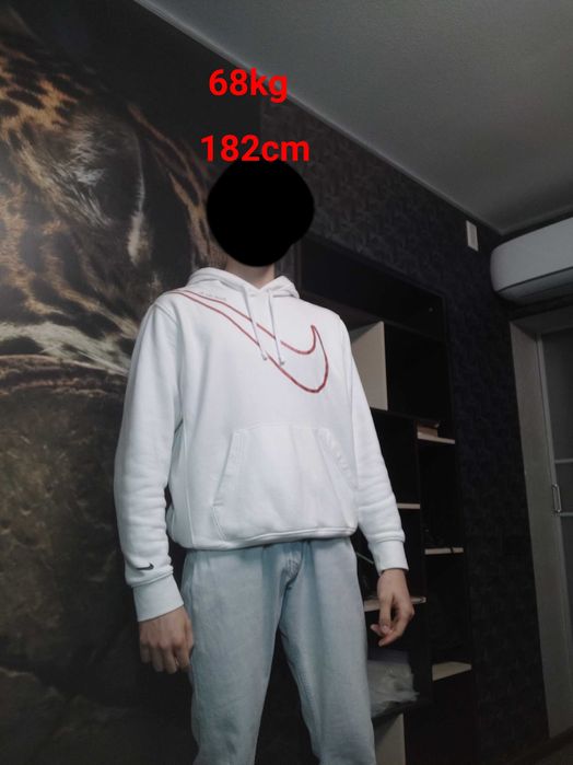 !Оригінал! Nike біла худі big red swoosh