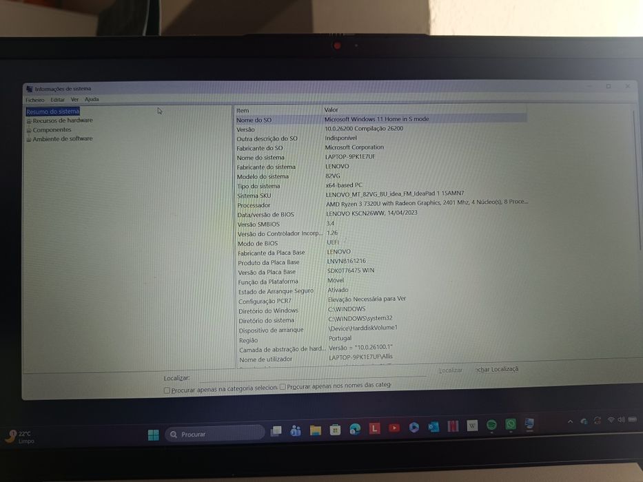 Notebook Lenovo semi novo