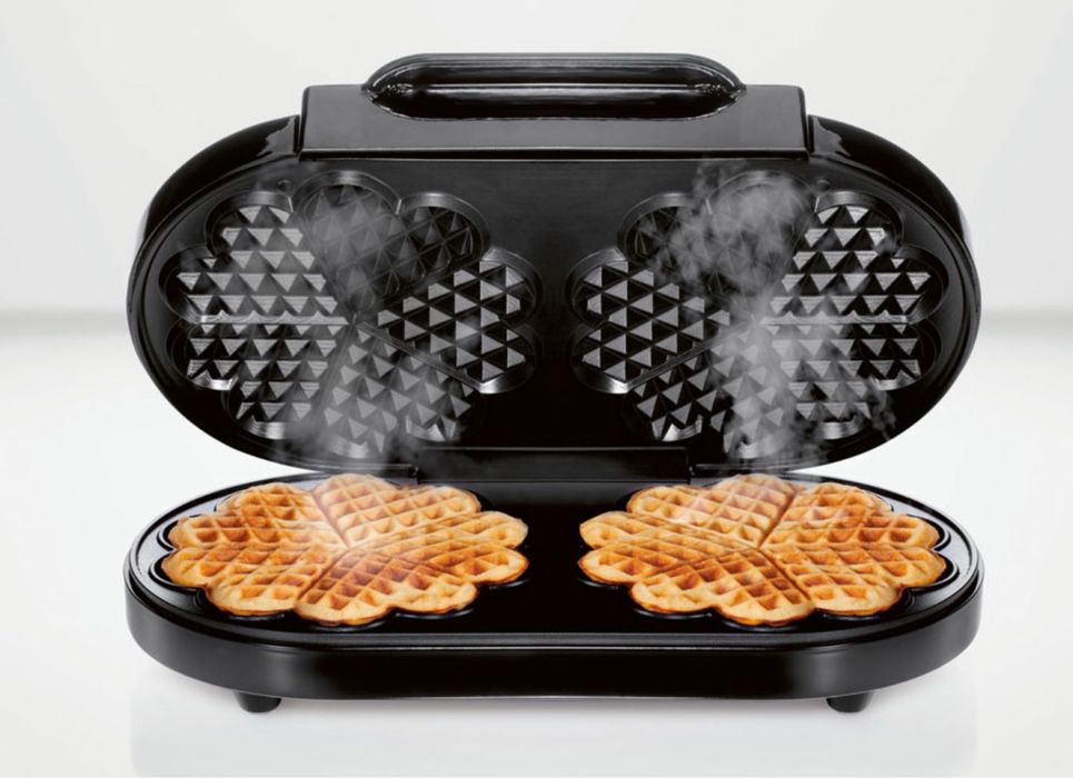 Gofrownica podwójna SilverCrest opiekacz czarny 1200 W serca serduszka