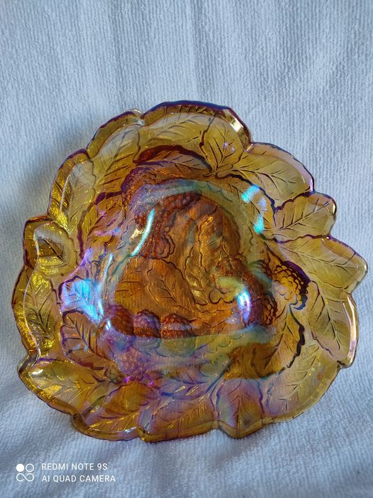 Piękna iryzowana paterka Indiana Glas USA