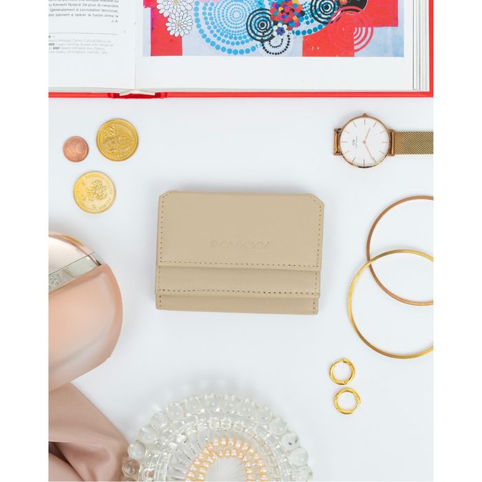 mały portfel damski na zatrzask ze skóry naturalnej - rovicky