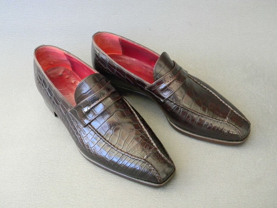 Шикарні туфлі, лофери із крокодила Feru, Італія як  Kiton чи Brioni