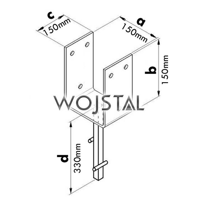 Solidna kotwa do betonu typ U-15cm | 150mm |mocna 5mm | podstawa słupa